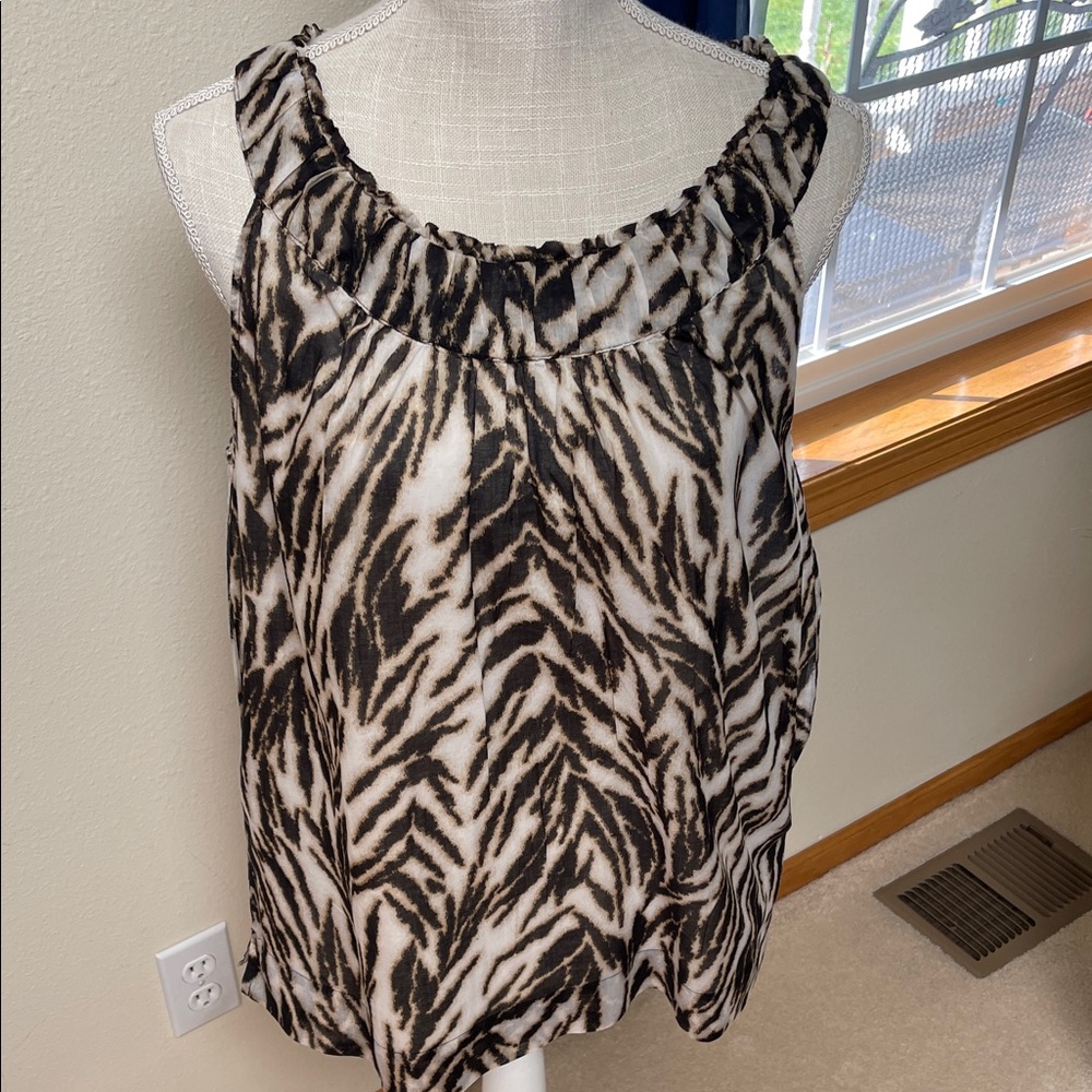 Talbots Zebra Print Sleeveless Top - Black & Cream